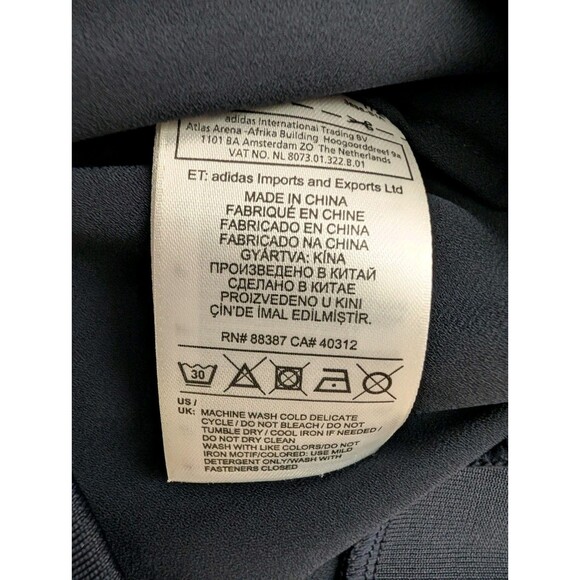 Adidas Crepe Trefoil Big Logo Navy Blue Long Sleeve Sheer Womens Size Large - Picture 10 of 12